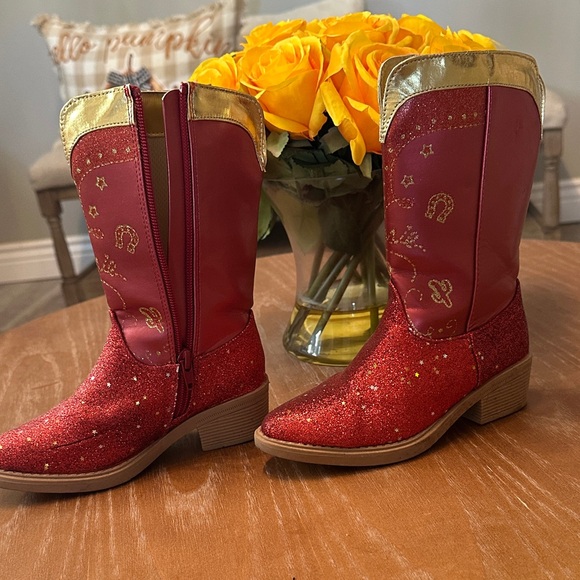 Disney Red and Gold Kids Boots - Picture 2 of 4